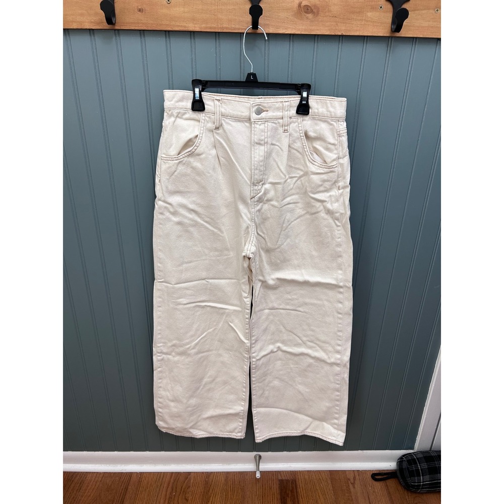 Joe's Jeans The Pleated Wide Leg Pants Natural Off-White High‎ Rise Size 29
